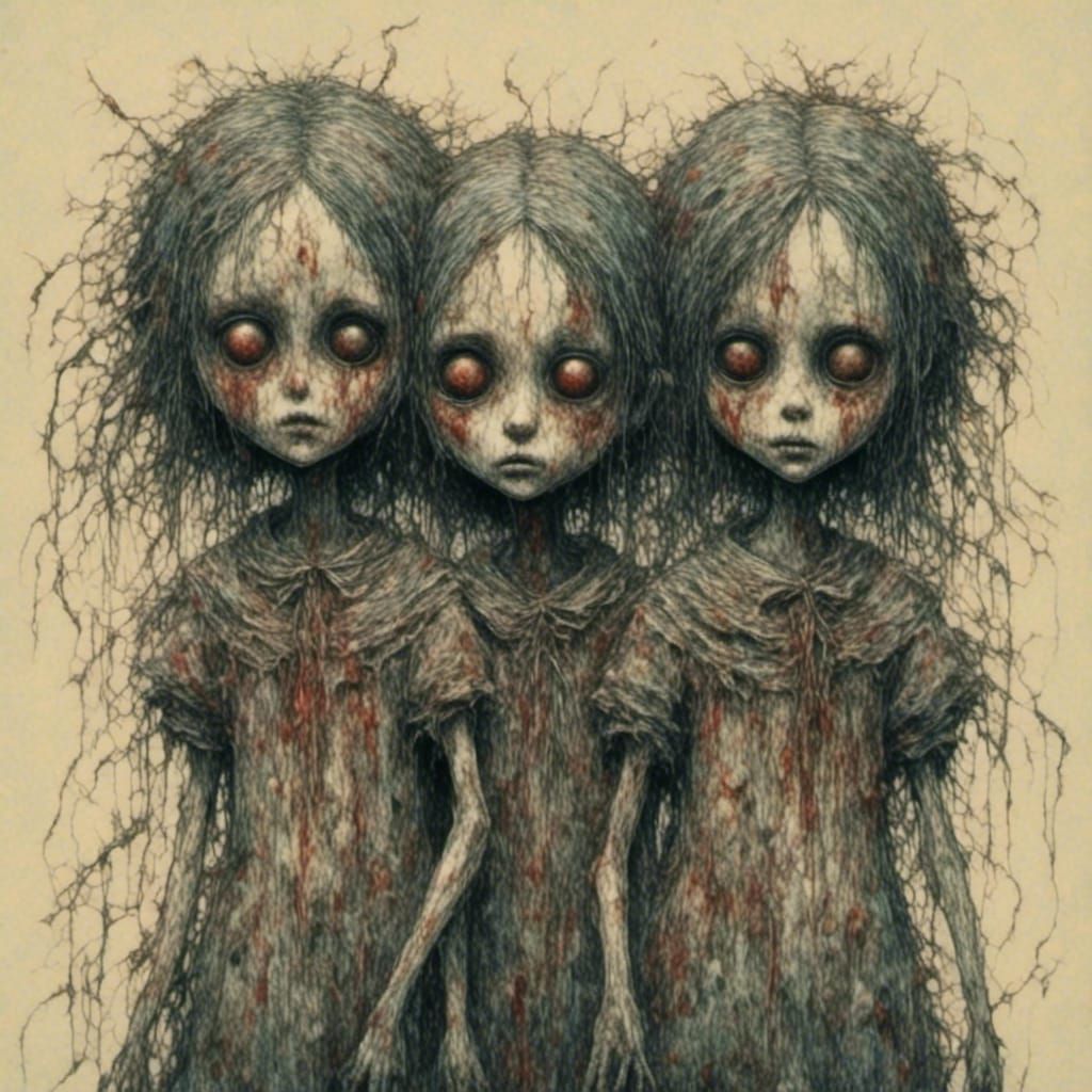 Cute Creepy Triplets with Macabre Aesthetic