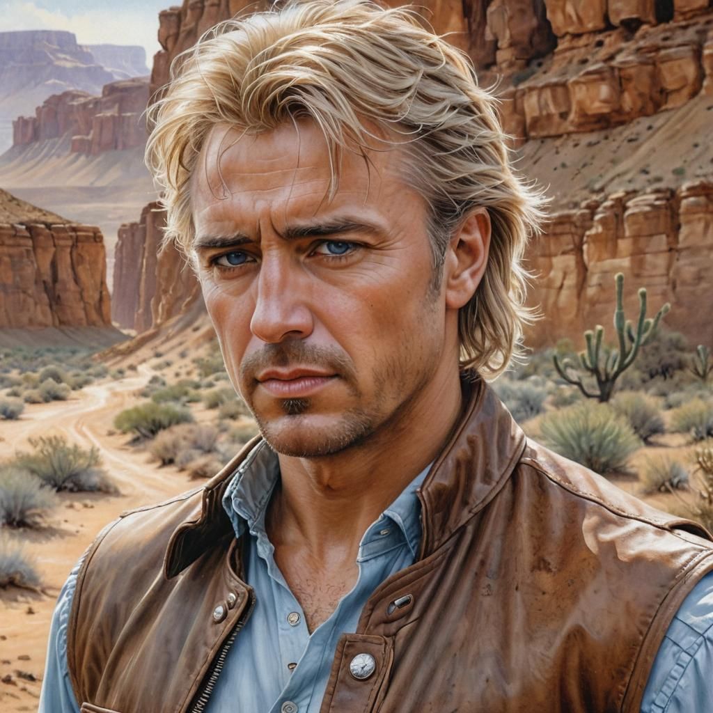 Hyperrealistic Desert Wanderer Oil Painting