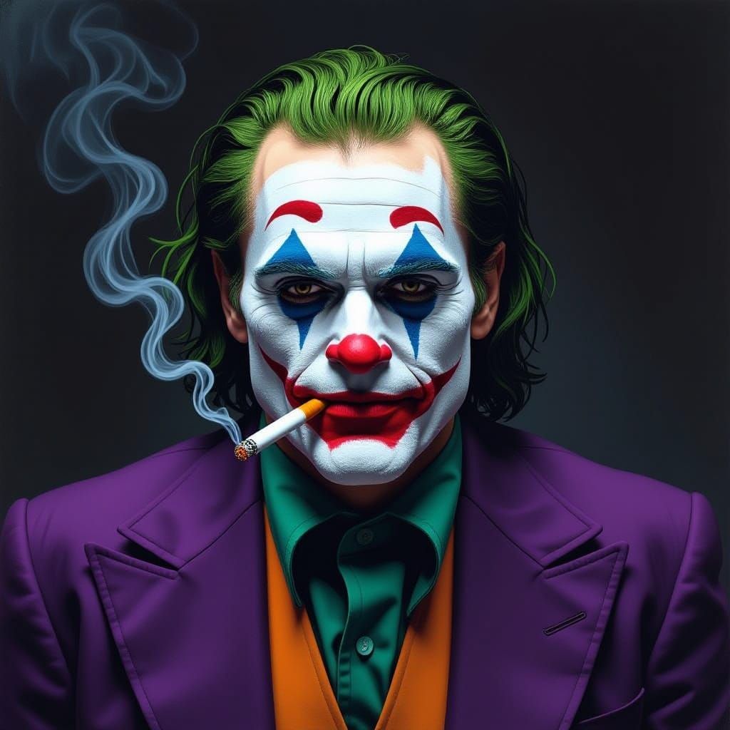 Joker Portrait in Charcoal with Dramatic Lighting