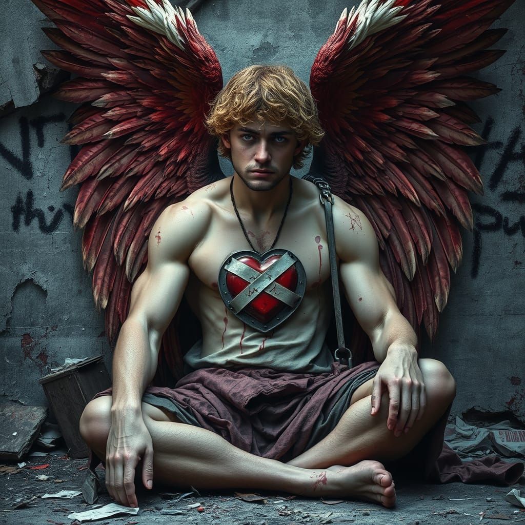 Weary Angel Confronts Urban Ruin in a Haunting Cinematic Sce...
