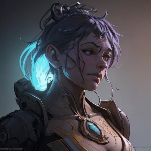 Robot Genie Portrait in Hyperdetailed Concept Art