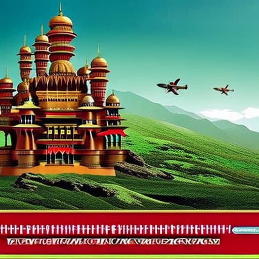Futuristic Indian Castle in 90s Fantasy Style