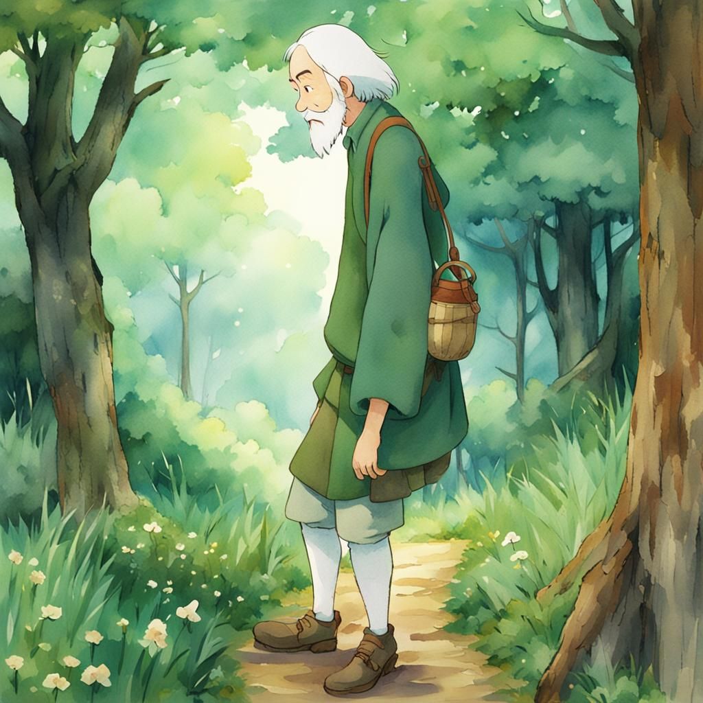Bashful Medieval Peasant in Whimsical Anime Style