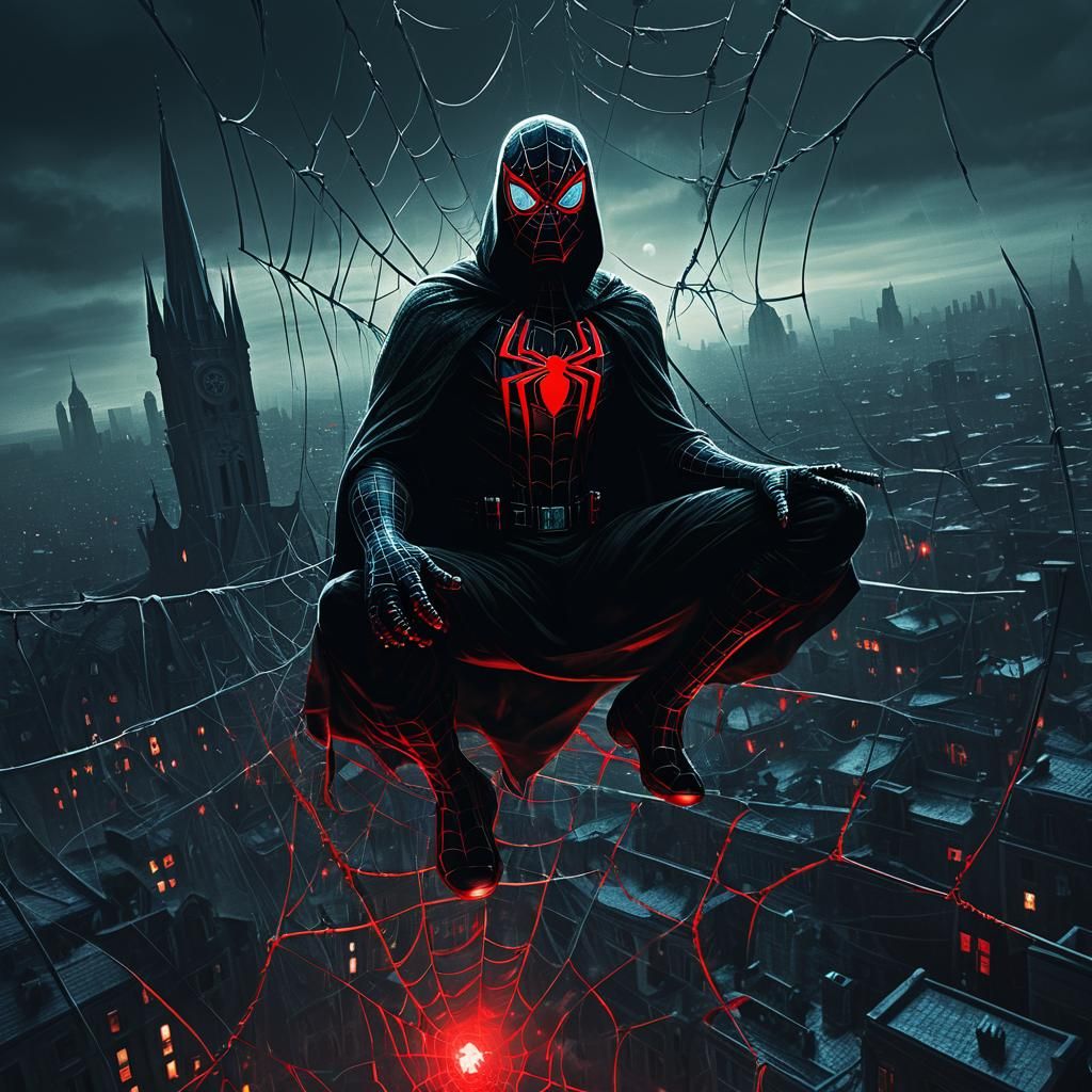 Darth Spiderman in Haunted City: Dark Surrealism