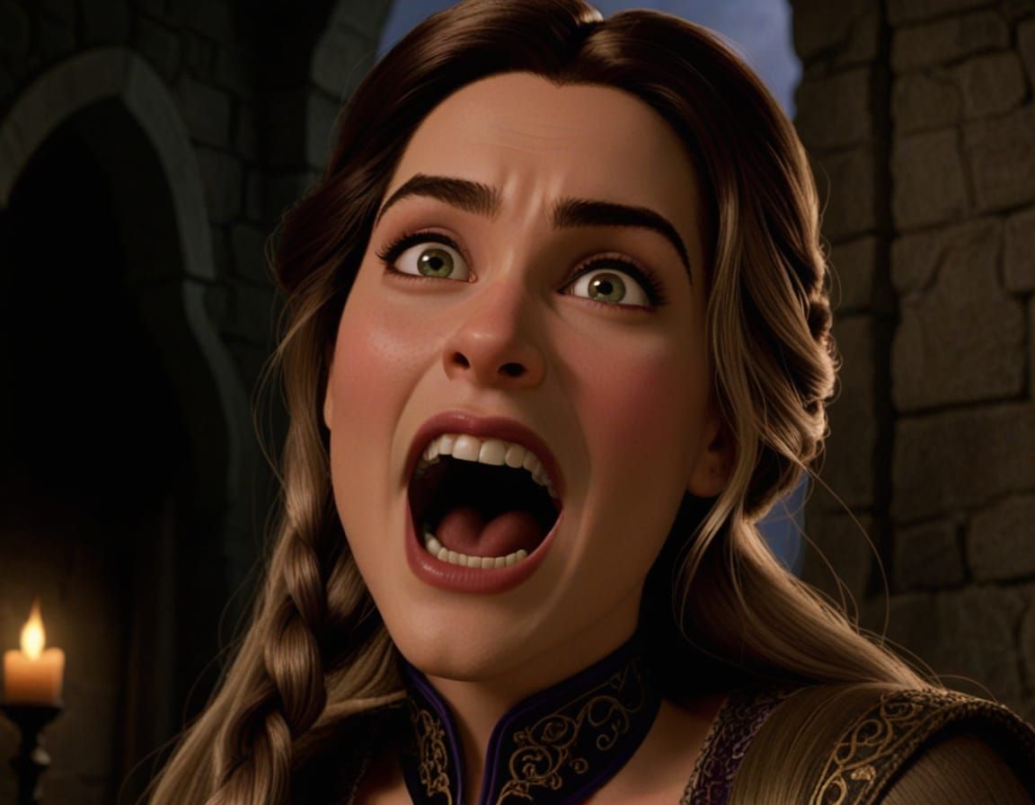 Rapunzel Transformed into a Fiery Vampire