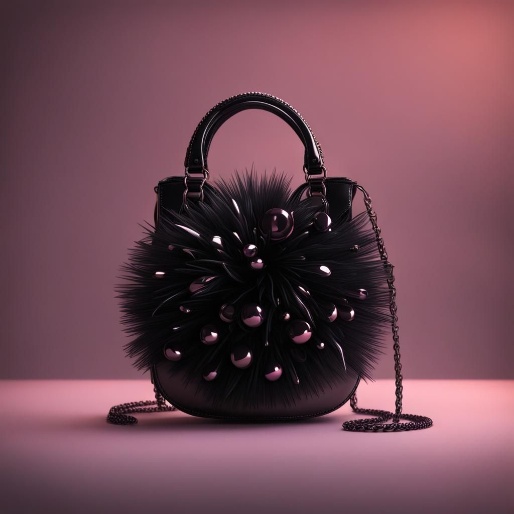 Little Black Bag with Pompom: Detailed Matte Painting