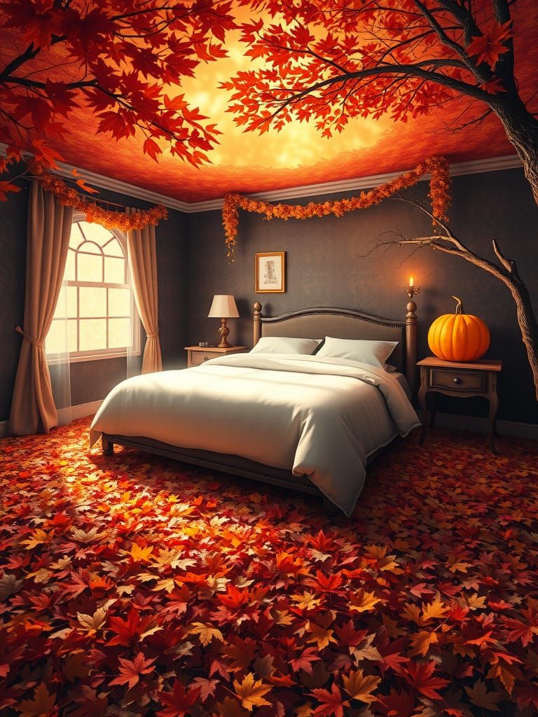 Autumn Fairytale Bedroom With Glowing Light