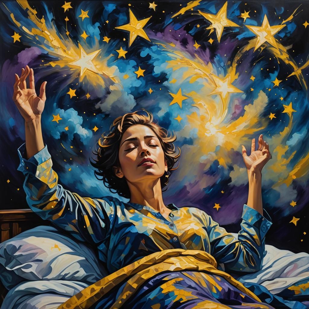 Expressionist Portrait with Starry Night Aura