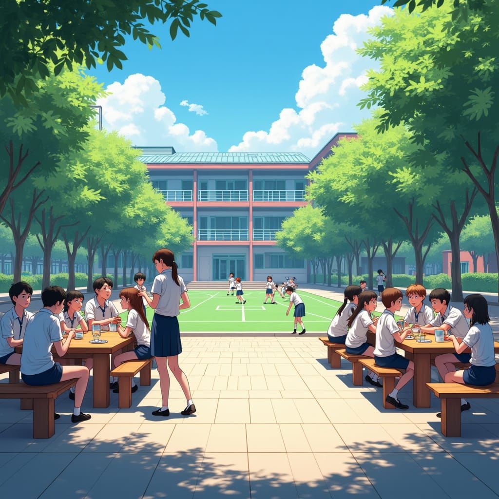 Summer School Day in Anime Style