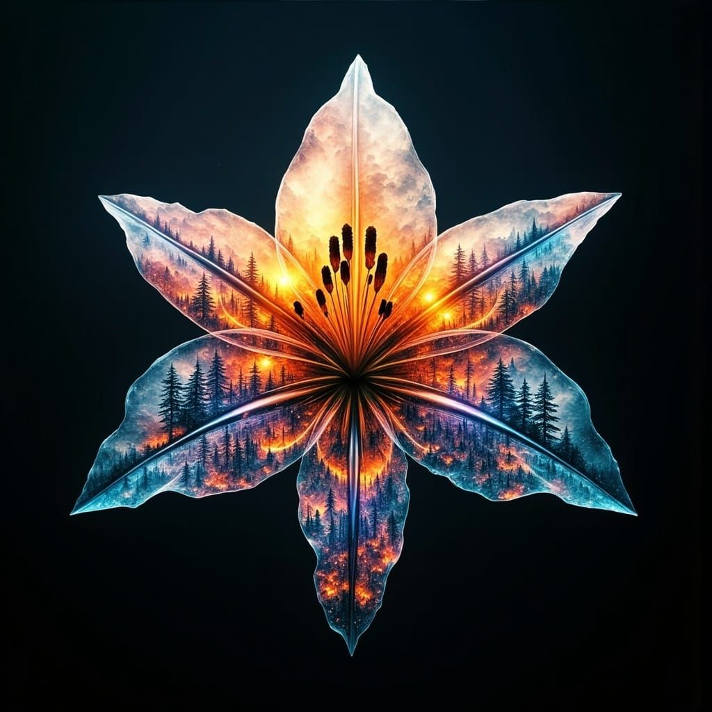 Fiery Lily: A Double Exposure Matte Painting