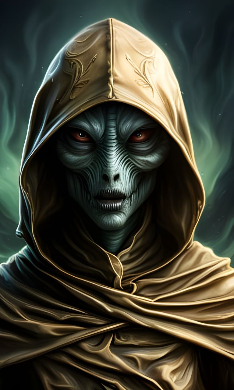 Hyperrealistic Hooded Alien Creature in HDR