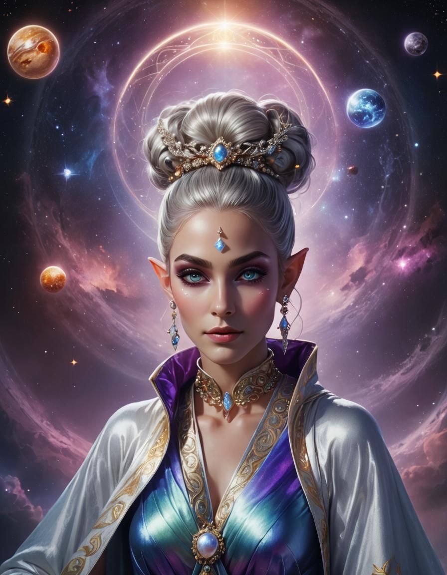 Ethereal Astral Elf Goddess in Fantasy Art Style