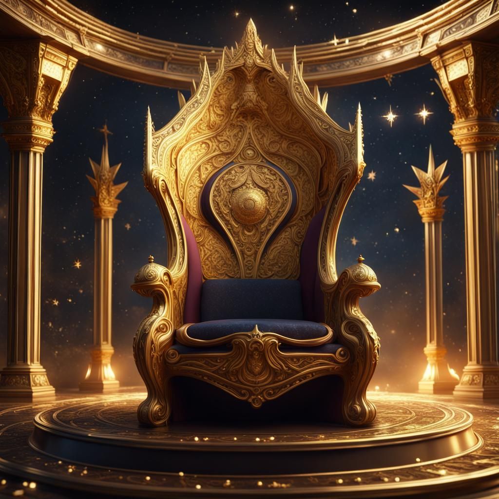 Golden Throne Amidst Stars: Detailed Matte Painting