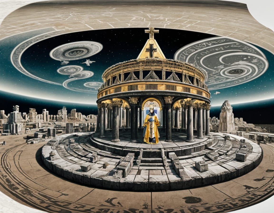 Ancient Roman Goddess Vesta Temple, in Surreal style 
<lora:...