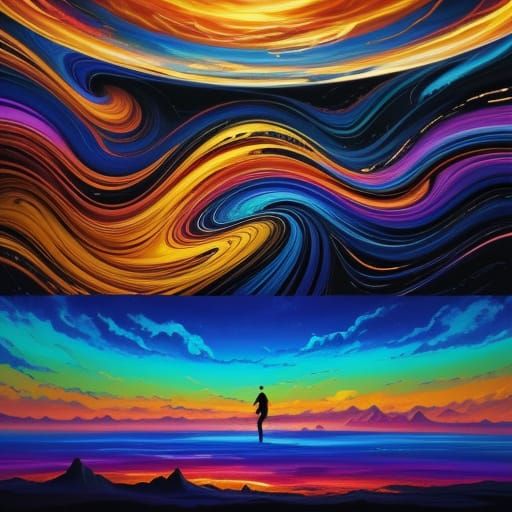 Surreal Humans in a Triadic Oil Painting