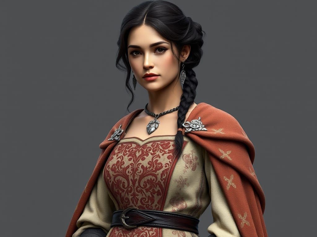 Elegant Viking-Inspired Woman in 920s A.D. Attire, Rendered ...