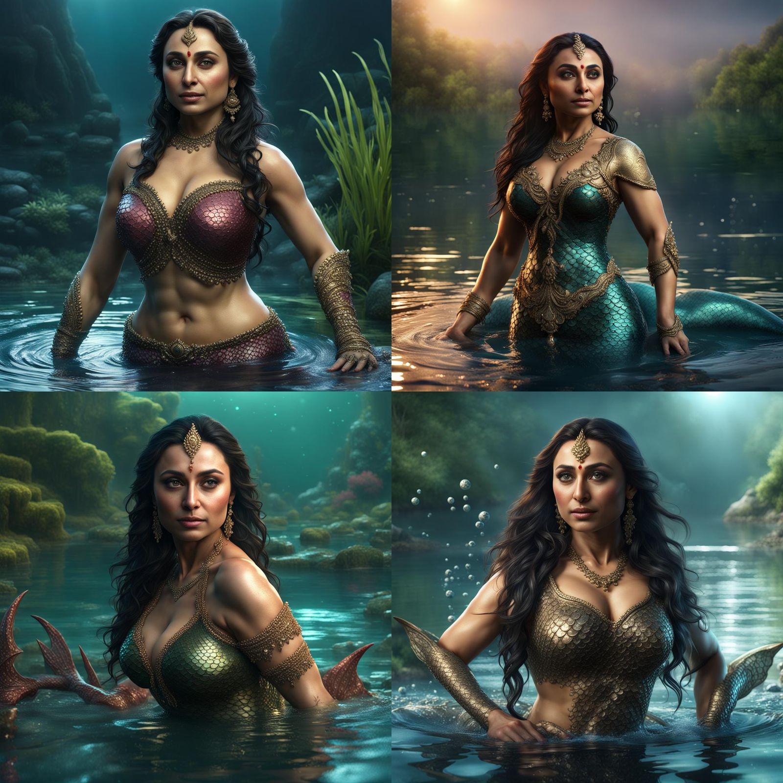 Mermaid in Lake: Detailed Fantasy Concept Art