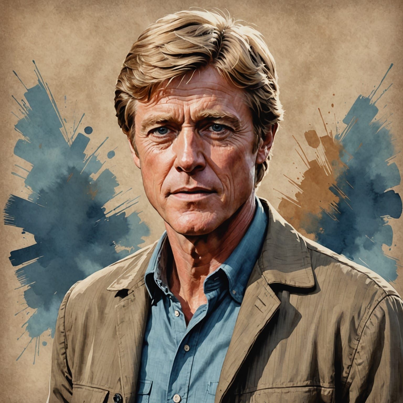 Robert Redford as Martin Bishop in Watercolor Style