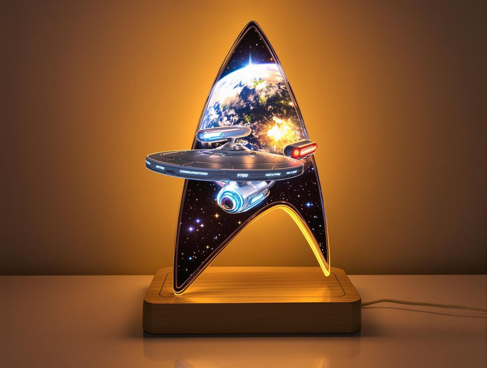 Star Trek Communicator Lamp Illuminates Starship Enterprise