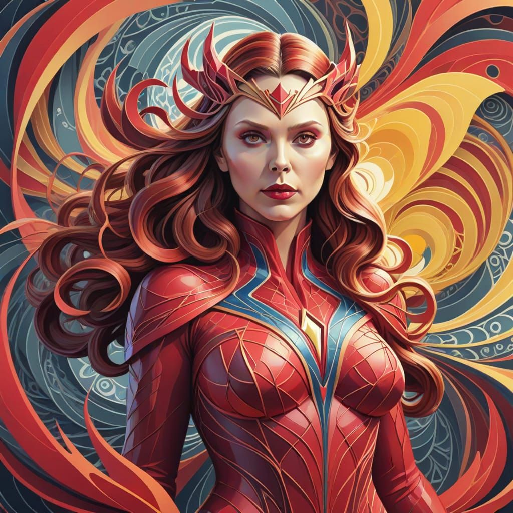 Scarlet Witch Abstract Vector Fractal in Gouache