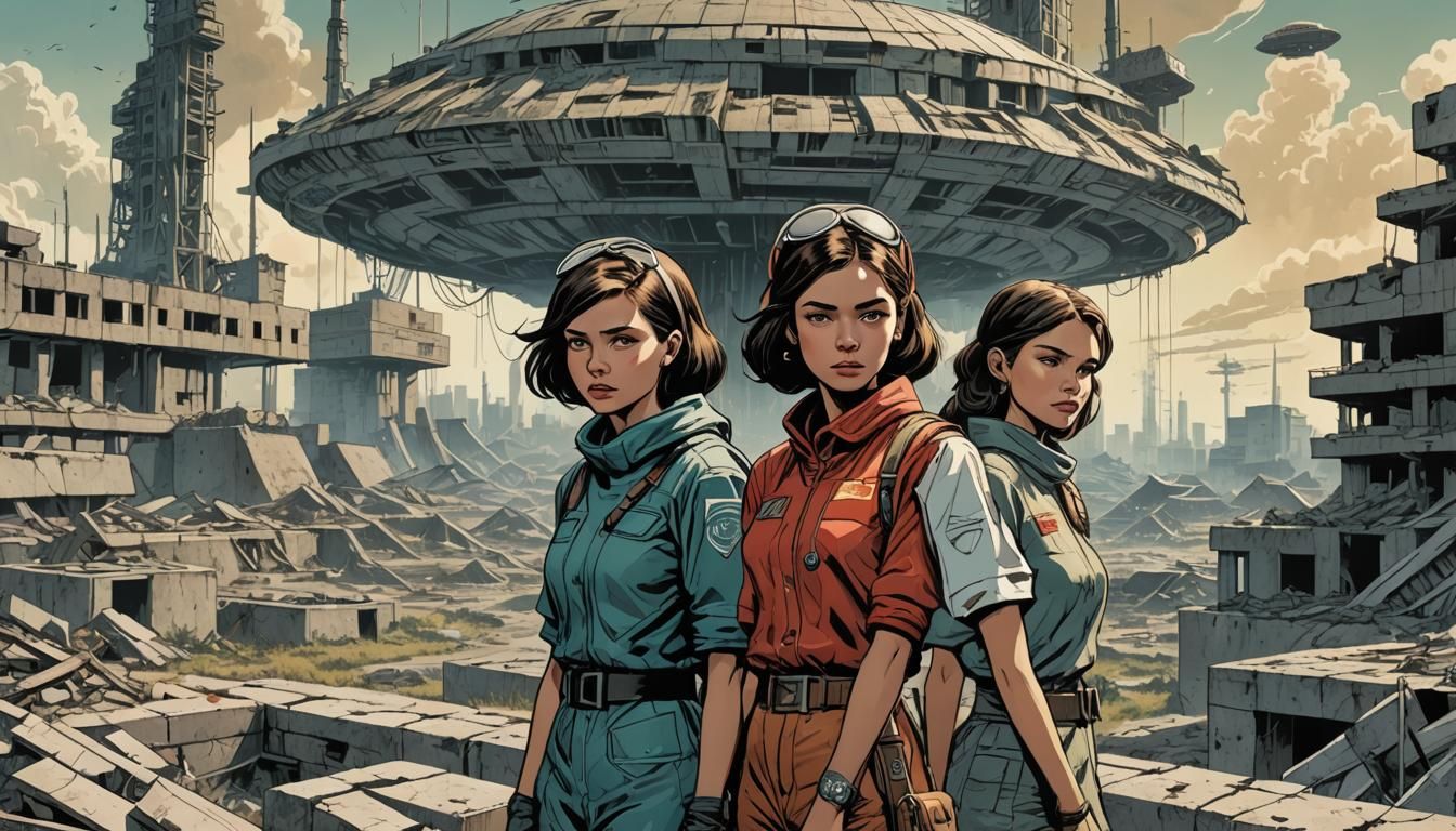 Retro-Sci-Fi Girls Discover UFO: Graphic Novel Art