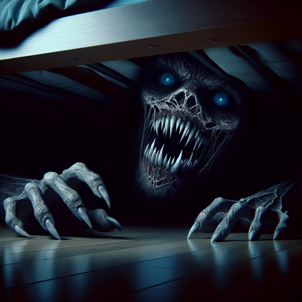 Grotesque Monster Lurking Under a Bed