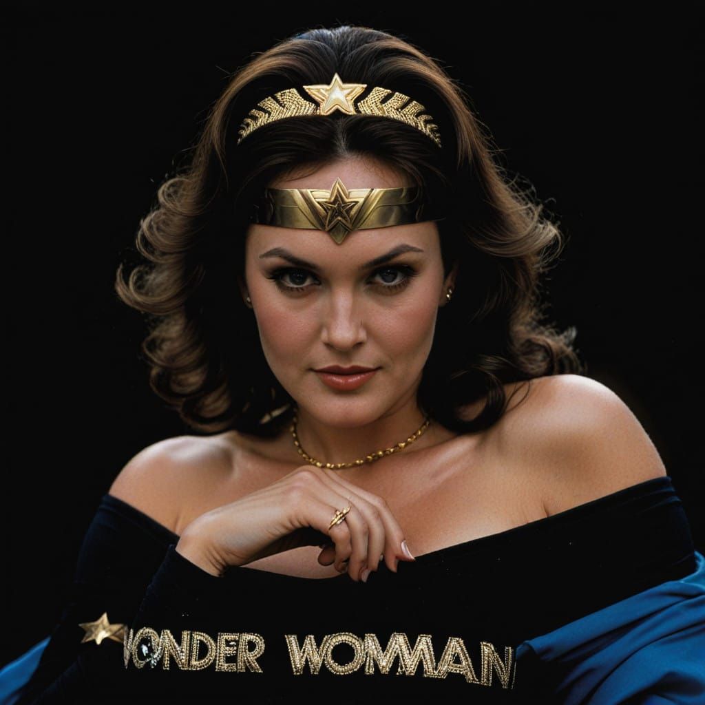 Wonder Woman as a 1970s Pin-Up in Retro Glamour Style