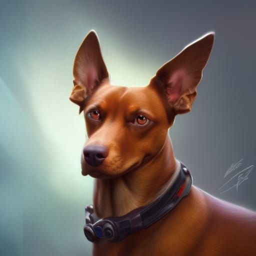 Glowing Dachshund Portrait in Hyperdetailed Style