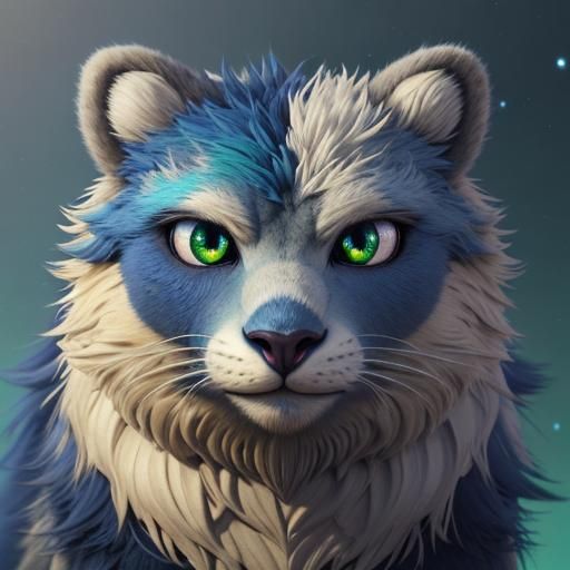 Furry Animal with Emerald Eyes: 3D Animated Render