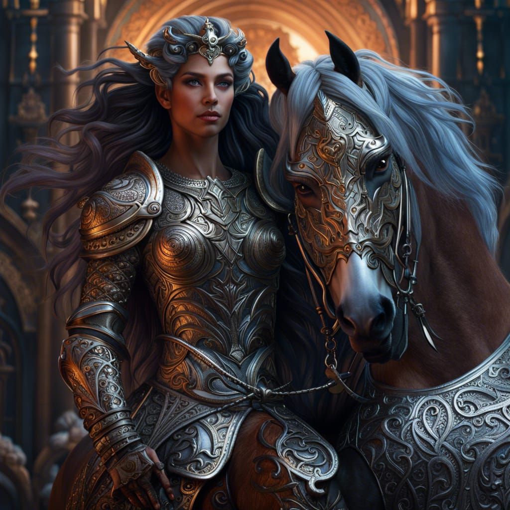 Majestic Centaur in Silver Armor Concept Art