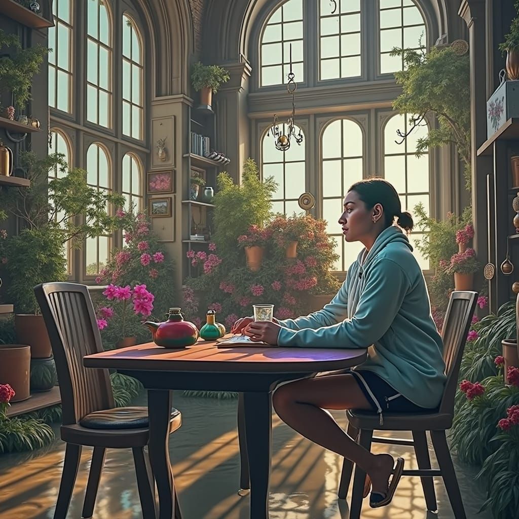 Iridescent Mist Over Lake, Digital Art