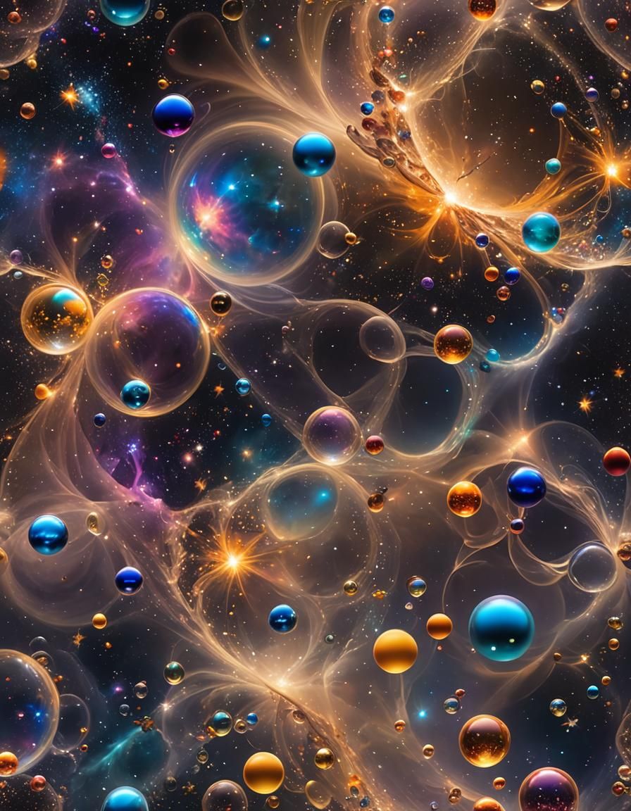 Bubbles Reflecting Nebulae in Starry Cosmos