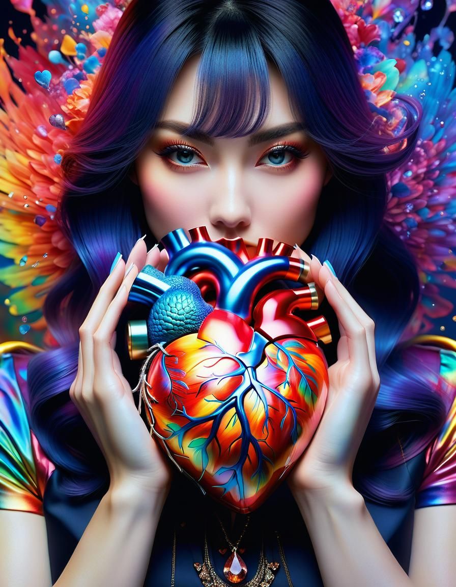 Girl with Heart in Her Hands in Naturalistic Style