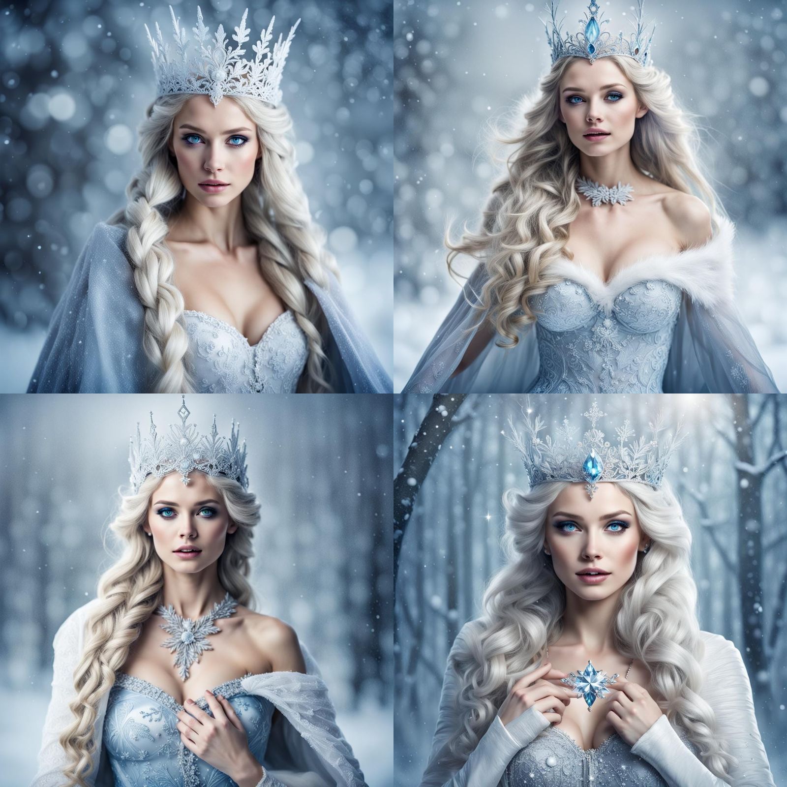 Ethereal Snow Queen Portrait in Digital Art