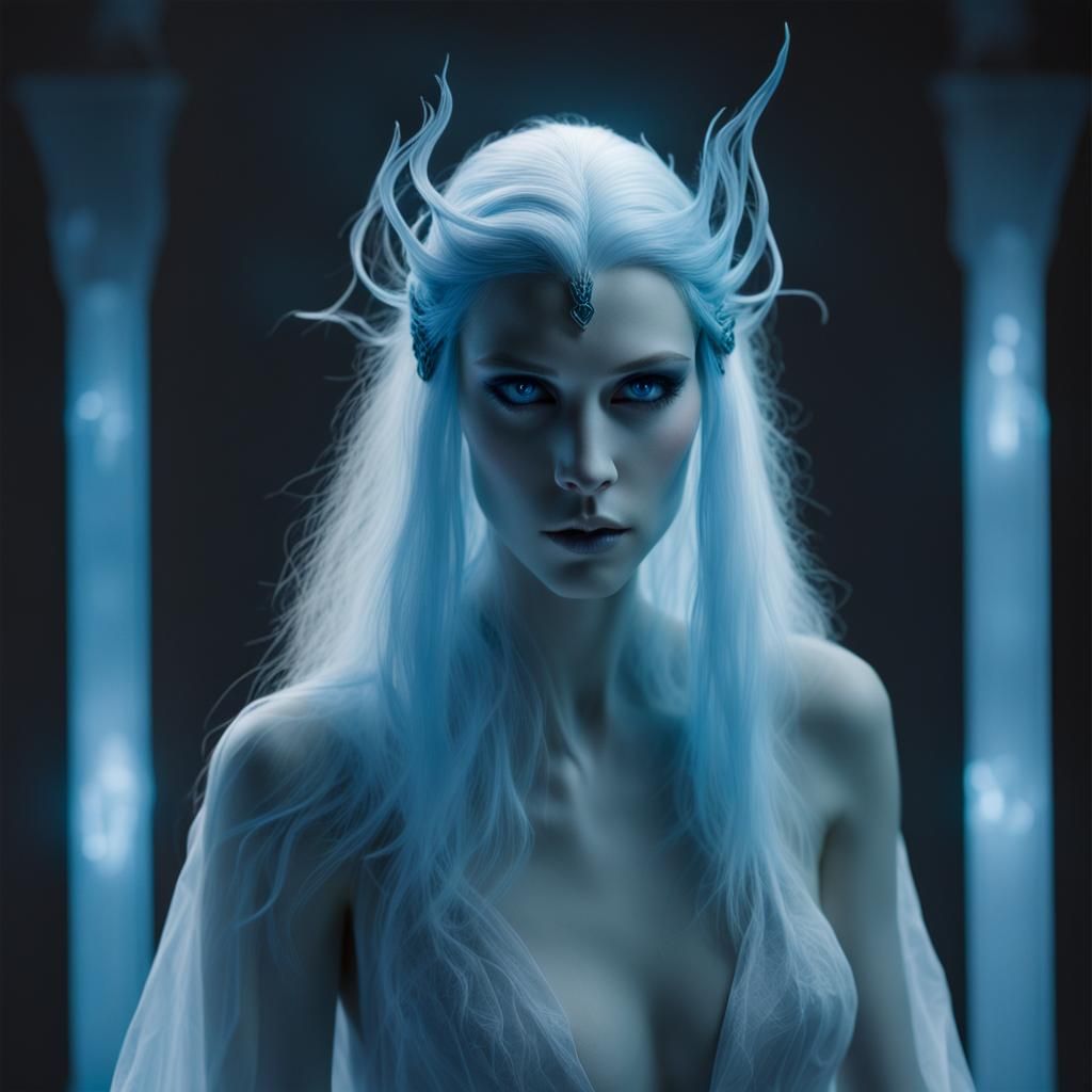 Ethereal Banshee Woman with Blue Glow