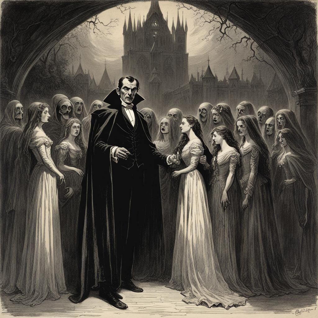 Dracula and His Brides in Gothic Horror Style