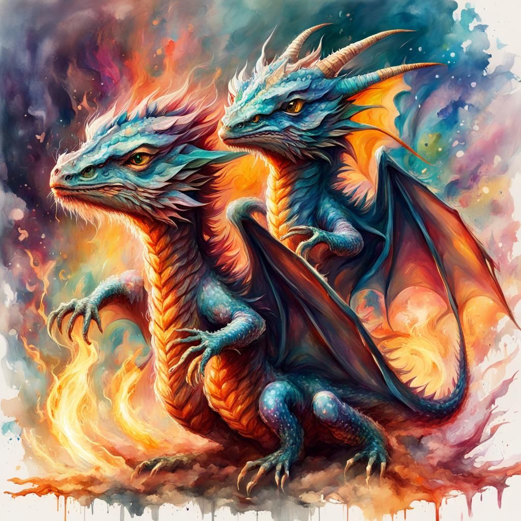 cute baby dragons spitting fire