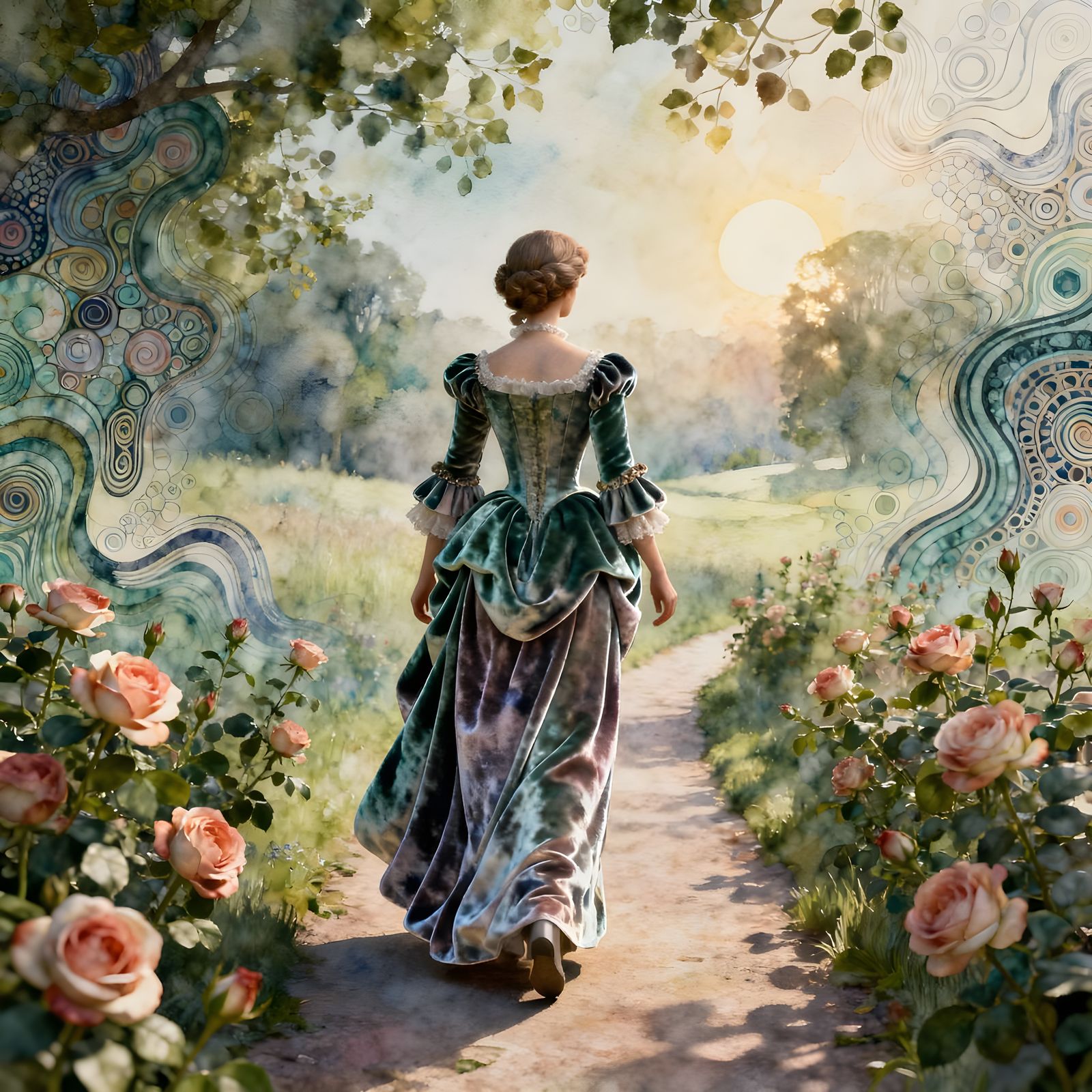 18th Century Fashionista in Silk and Velvet