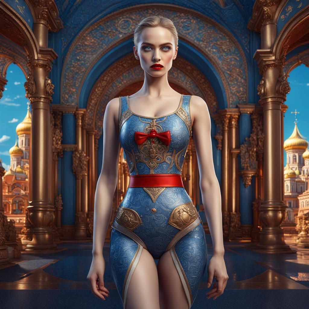 Hourglass Figure in Swimsuit, 3D Rendered