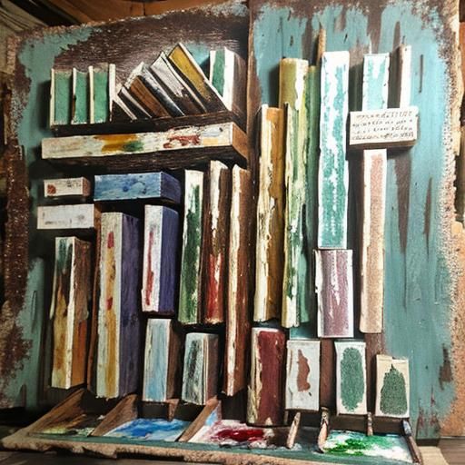 Gritty Sci-Fi Encaustic Painting with Vintage Aesthetic