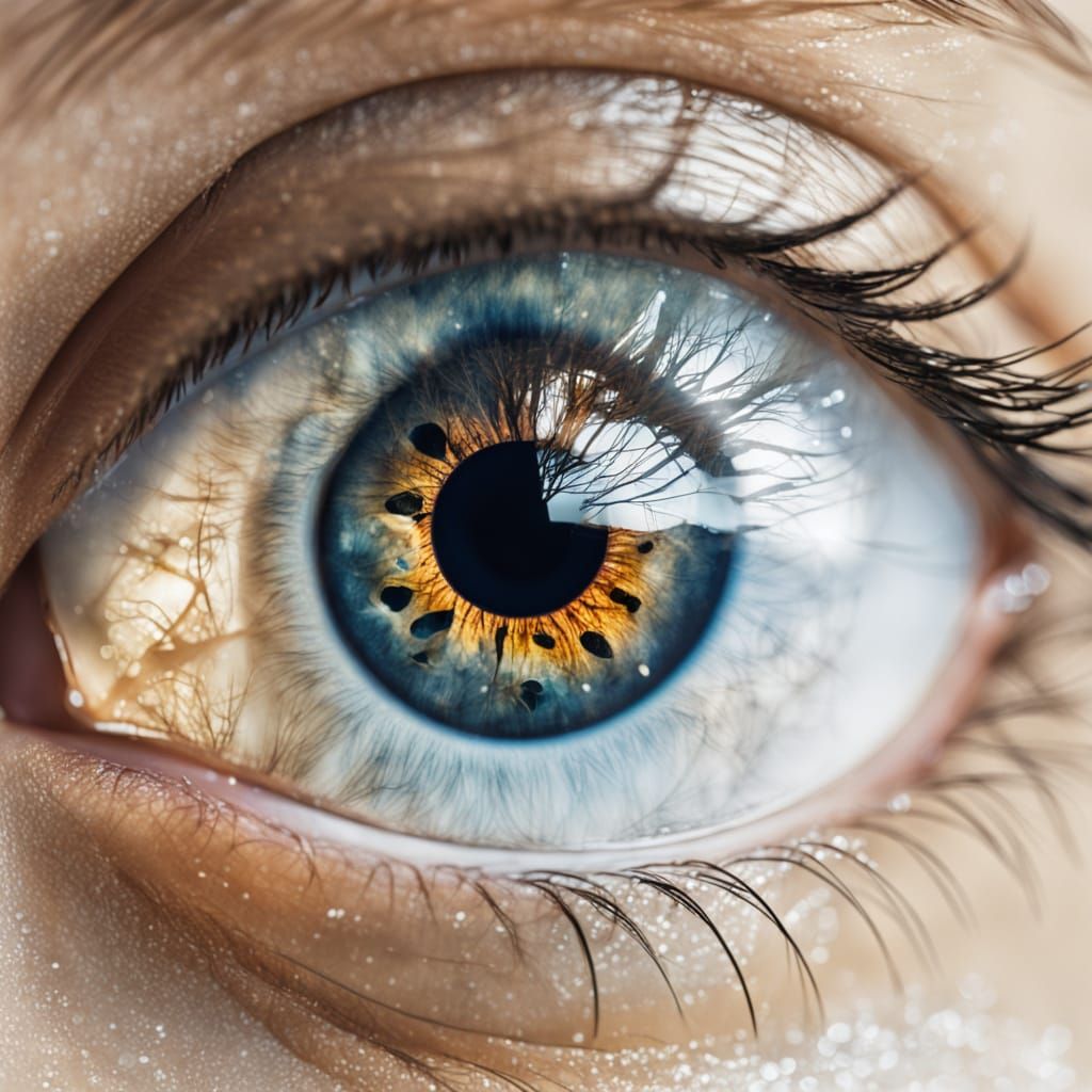 Eye with Waterfall Double Exposure