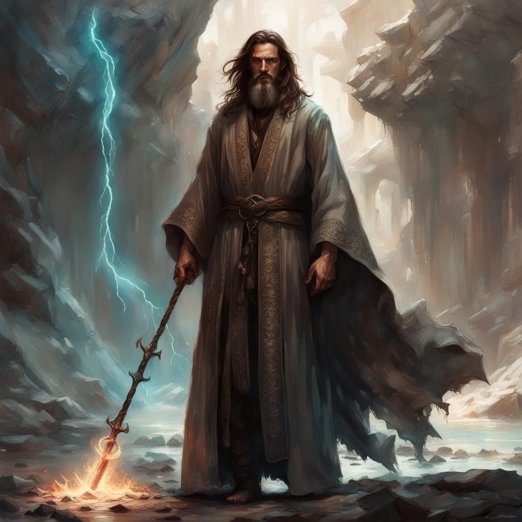 Wizard Worshiper in Detailed Fantasy Splash Art