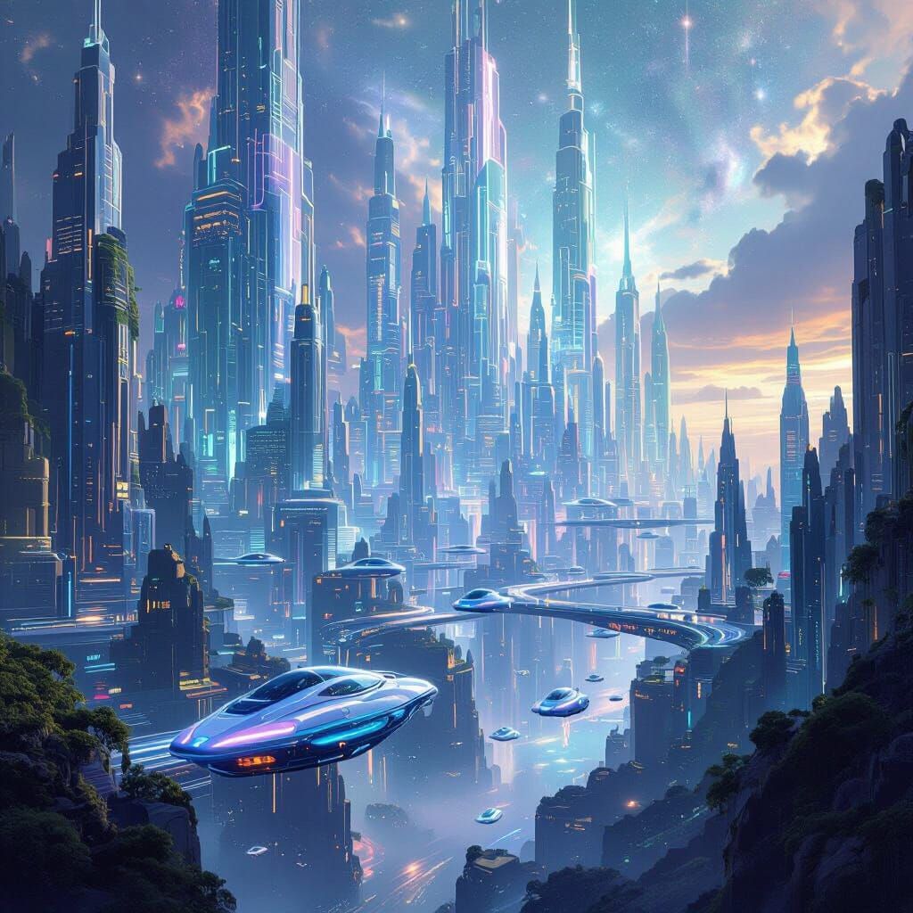 Massive Futuristic Metropolis with Impossible Geometries