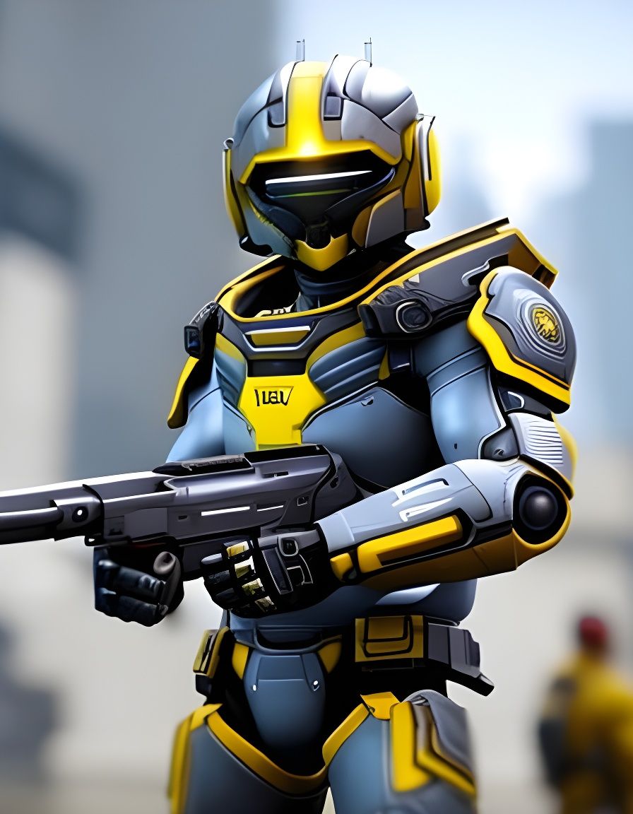 Futuristic Robot Warrior in Detailed Armor