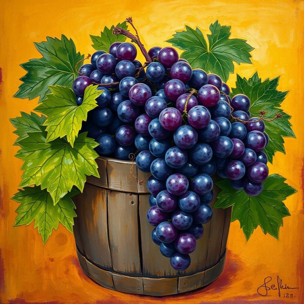 Grapes in Bucket: Abstract Expressionist Style