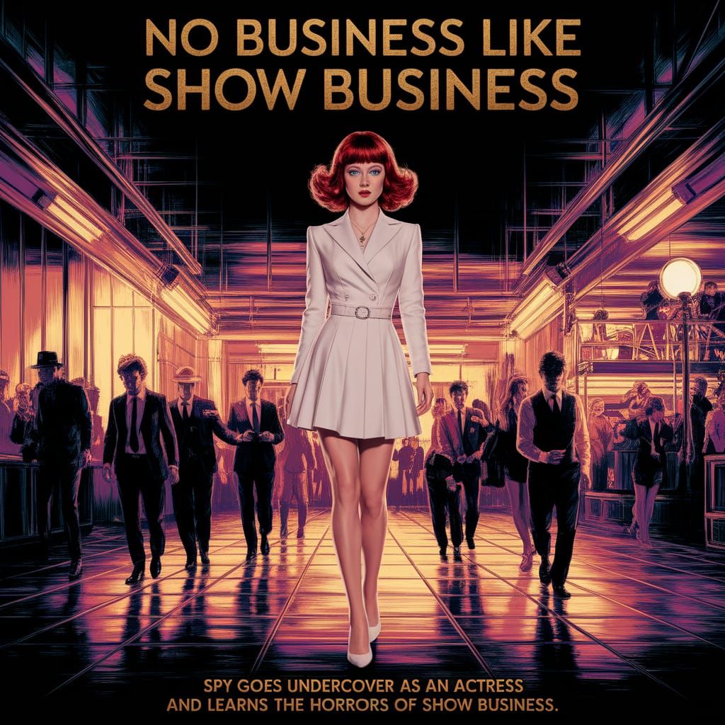 Movie Poster in Solid Gold with a Confident Actress