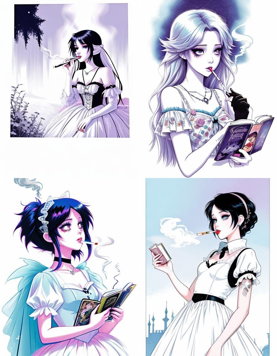 Emo Disney Princess Smoking: Dreamcore Storybook Illustratio...