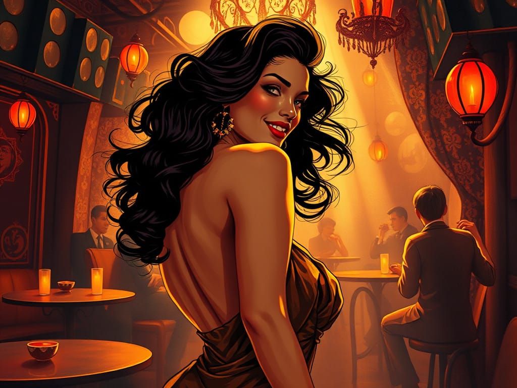 Woman in JoJo Pose, Exuding Rhythm and Musicality in Art Nou...