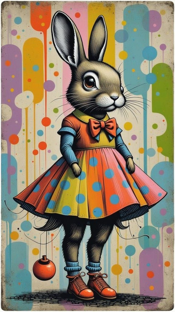Rabbit in a Polka Dot Dress