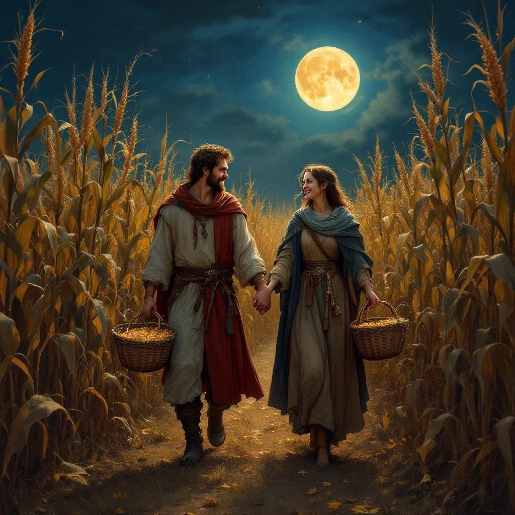 Medieval Farmers Under the Harvest Moon